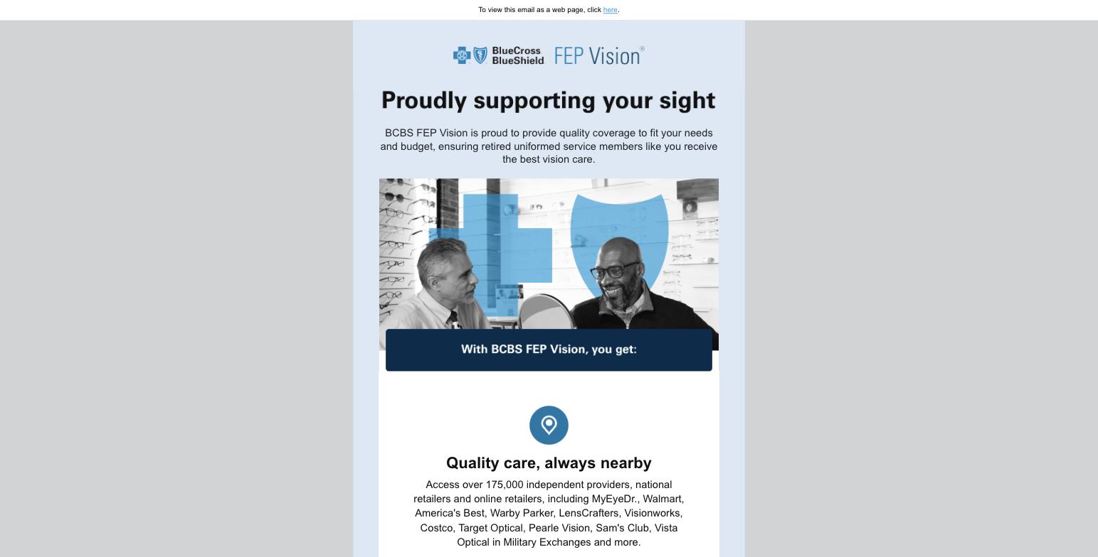 BCBS FEP Vision email