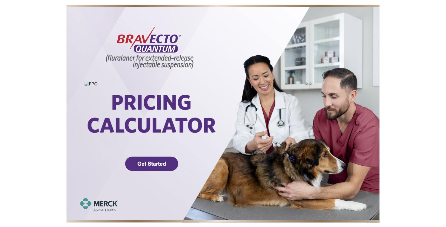 Bravecto Quantum pricing calculator prototype for Circa Healthcare / Merck Animal Health