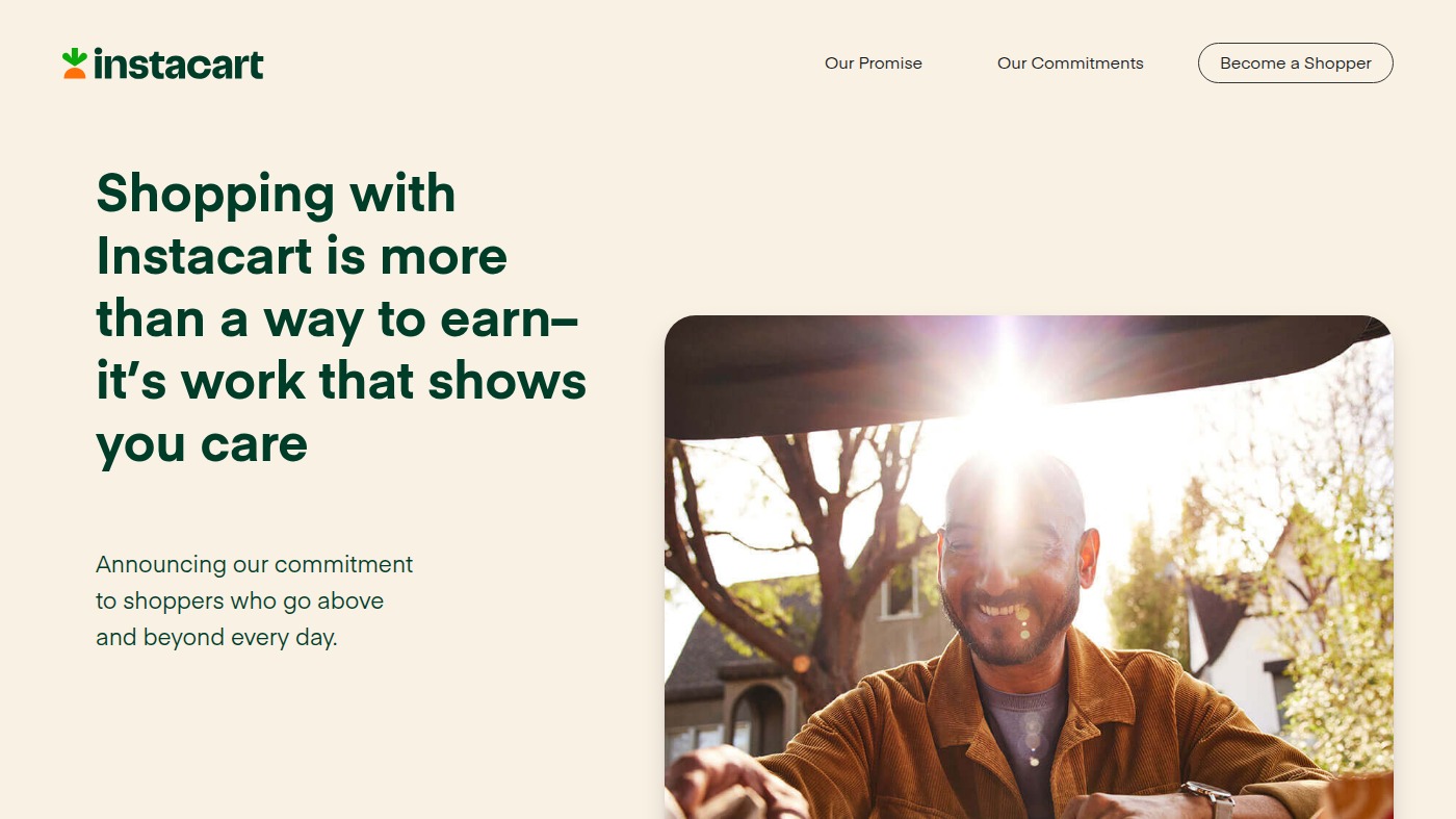 Instacart Shopper Commitment microsite hero