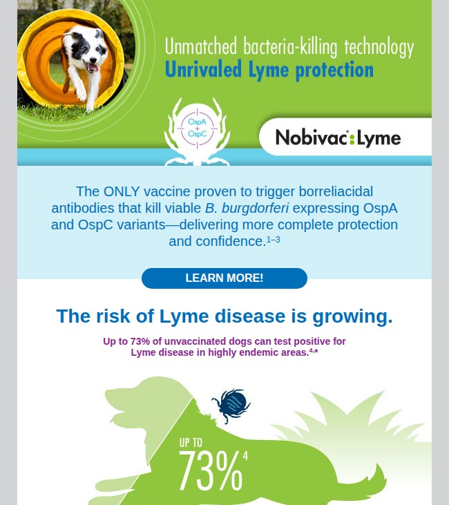 Nobivac Lyme drip email, unrivaled Lyme protection