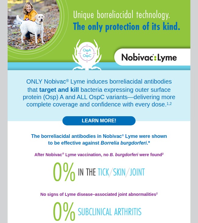 Nobivac Lyme email, unique borreliacidal technology